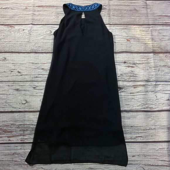 WHBM Womens Dress size 6 Black Blue Sheath Evening Formal Dinner Layered Chiffon - Picture 10 of 11